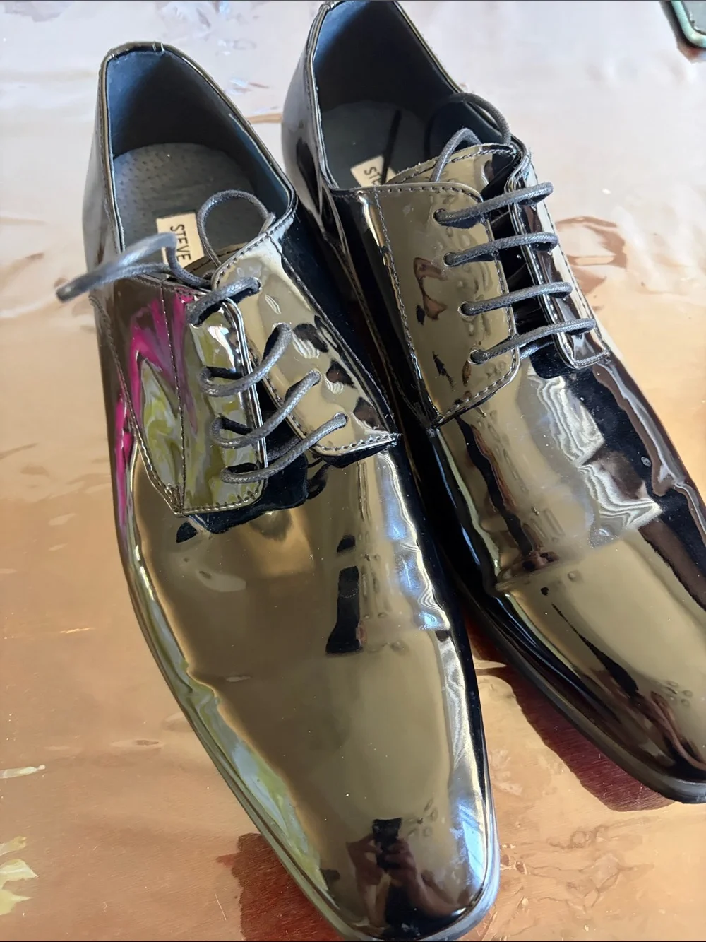 Steve Madden Glossy Black Patent Lace-Up Oxfords